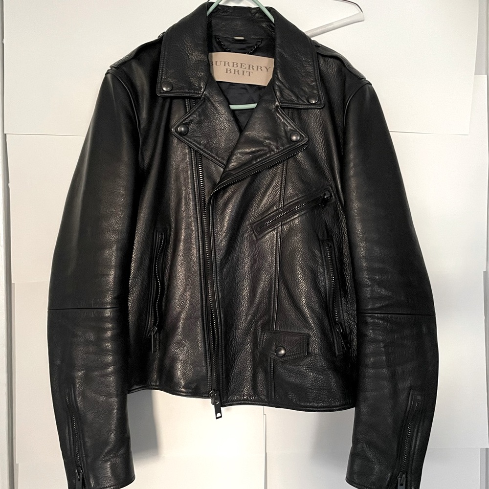 Burberry Black Leather Asymmetrical Moto Jacket